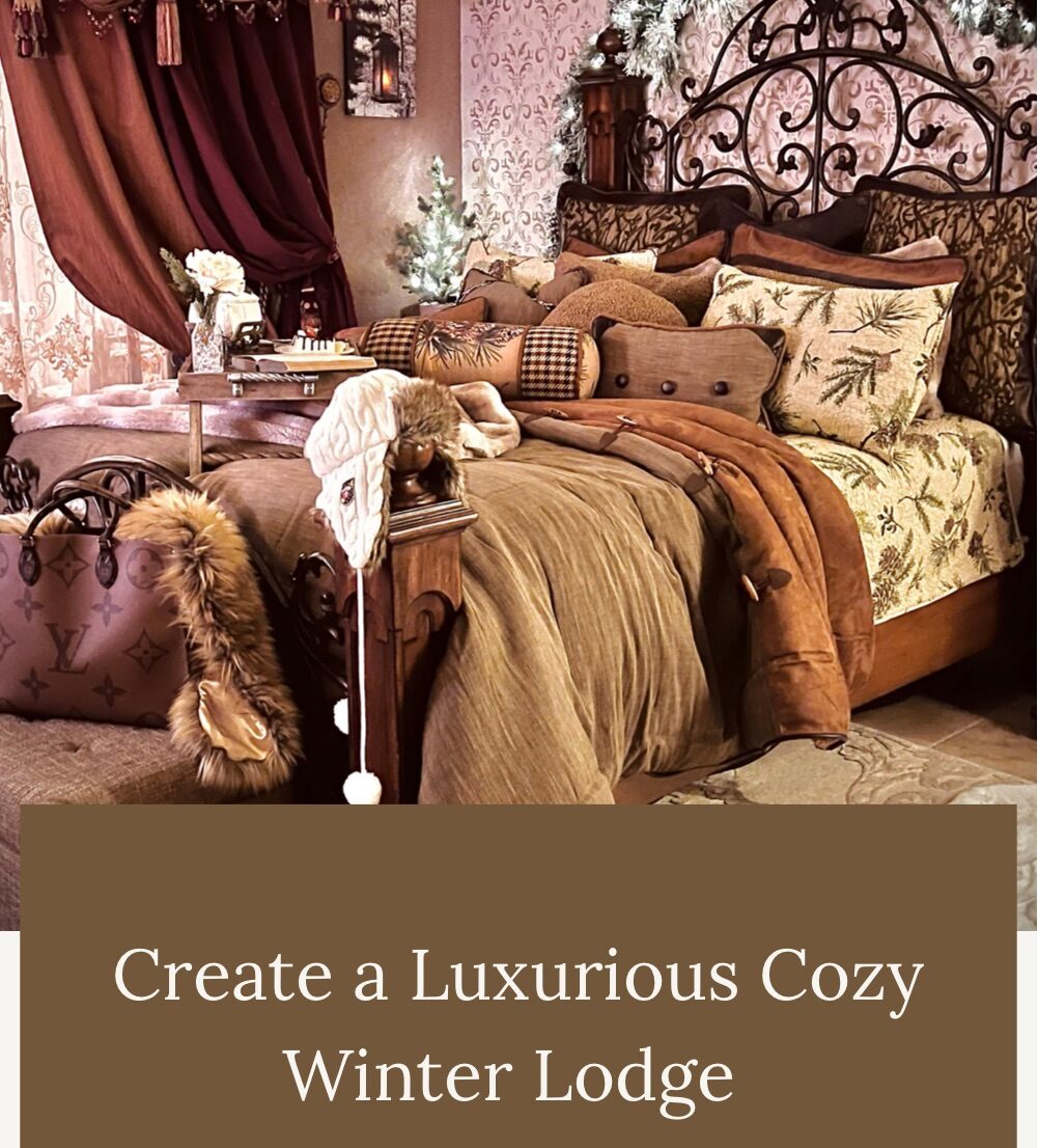 winter Christmas home décor bedding pine trees garland faux fur throw blankets winter wonderland bedroom louis vuitton