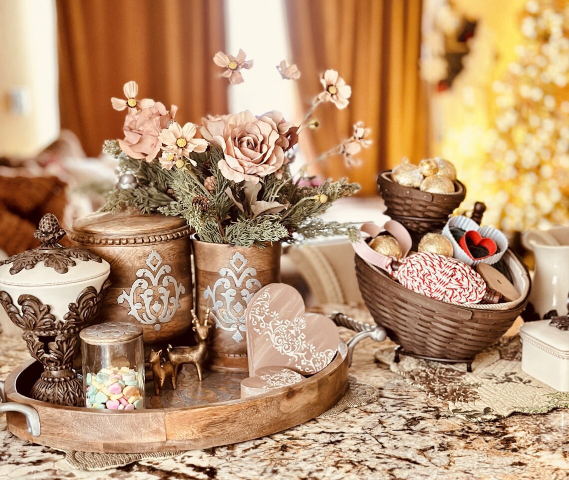 Valentine's Day wood crafts winter decor kitchen island centerpiece GG collection Tray