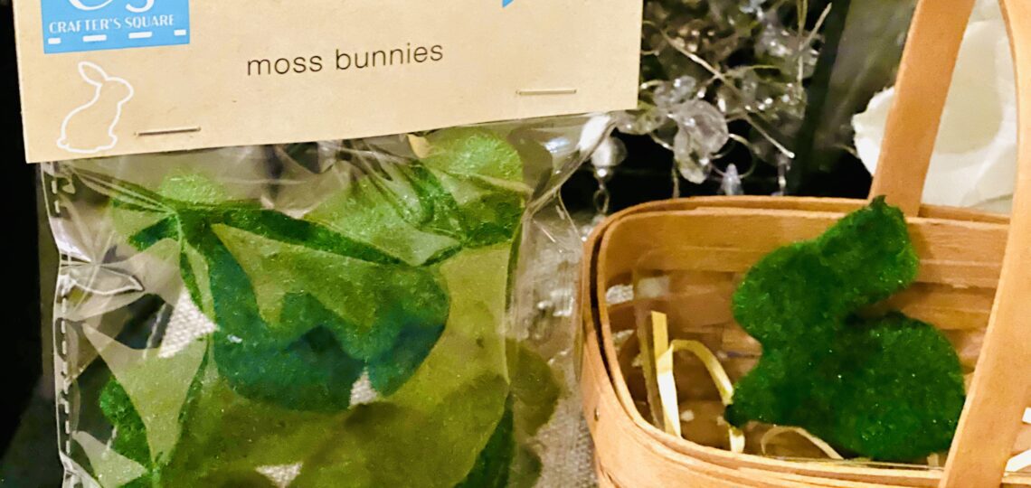 Dollar tree moss covered bunny rabbit Easter spring décor