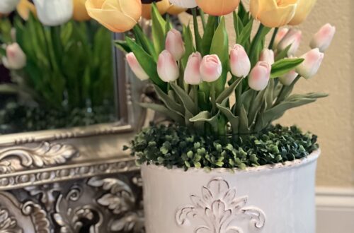 spring easter decor tulips topiaries