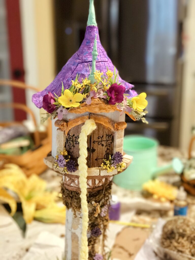 Rapunzel tower diy project in the making close up