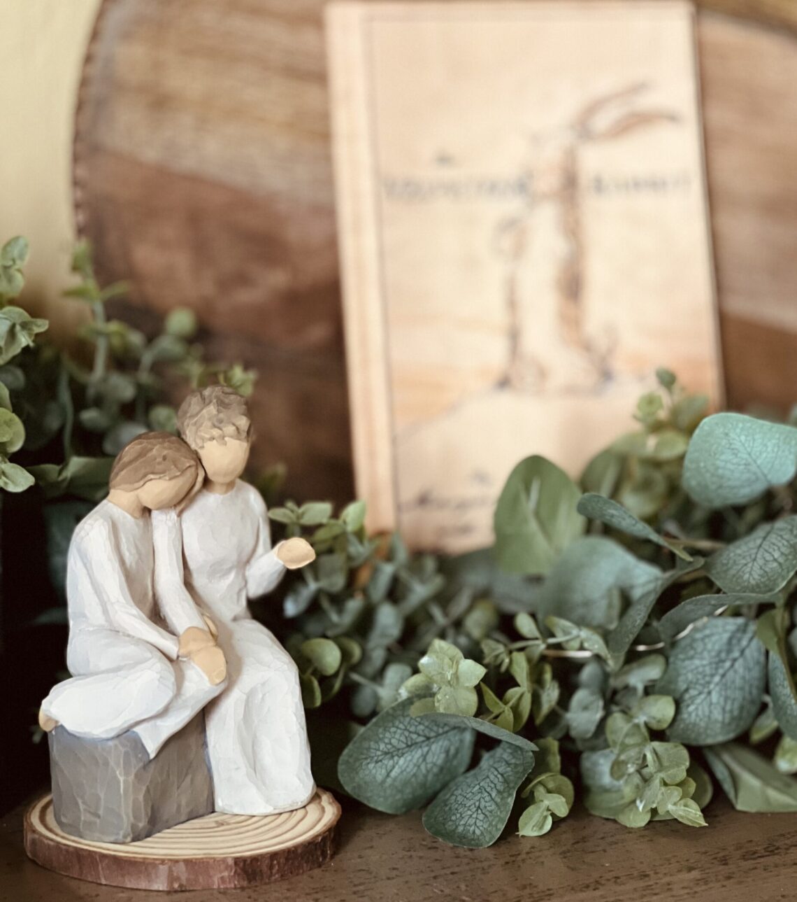 willow creek statue with velveteen rabbit spring easter decor with eucalyptus garland
