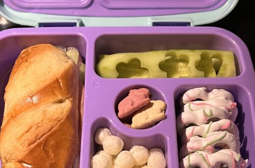 Bento box lunch ideas for kids flower crust less sandwich cutout spring healthy theme fun fast easy meal prep Easter Spring Unicorn Egg hunt Lunch