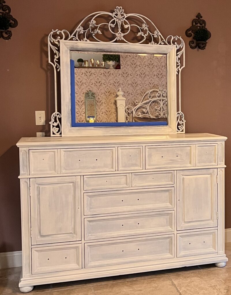 White Dresser Makeover with Pearl Glaze • Roots & Wings Furniture LLC