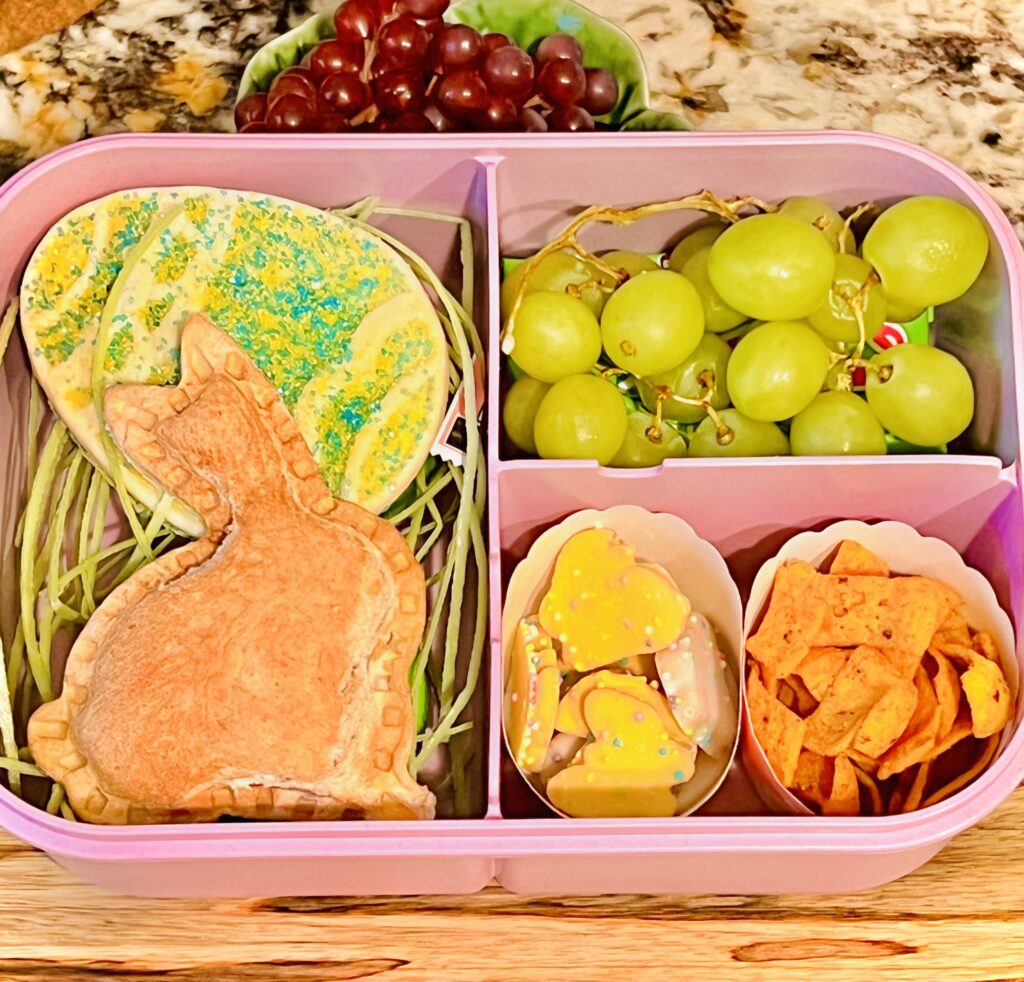 Bento Box lunch fruit cucumber cutouts brioche mini loaf