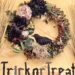 Halloween grapevine wreath DIY black crow hydrangeas trick or treat sign