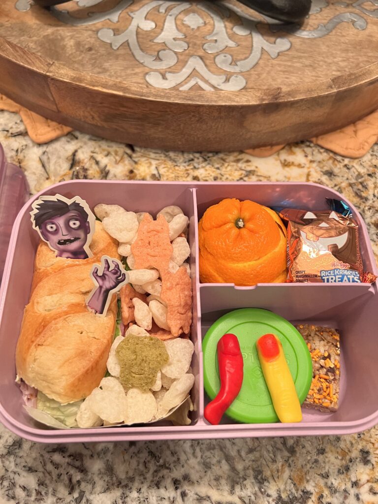 Halloween bento box thermos hotdog zombie lunch