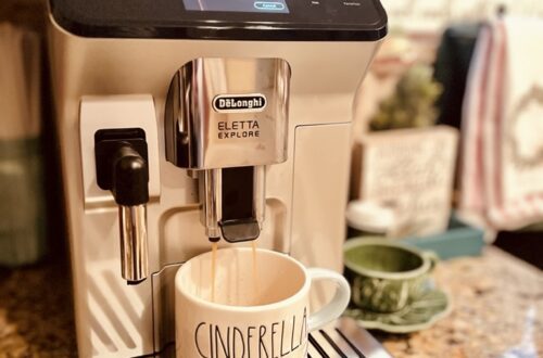 De'Longhi Eletta Explore Automatic Espresso Coffee Maker Cinderella Rae Dunn stacking mug