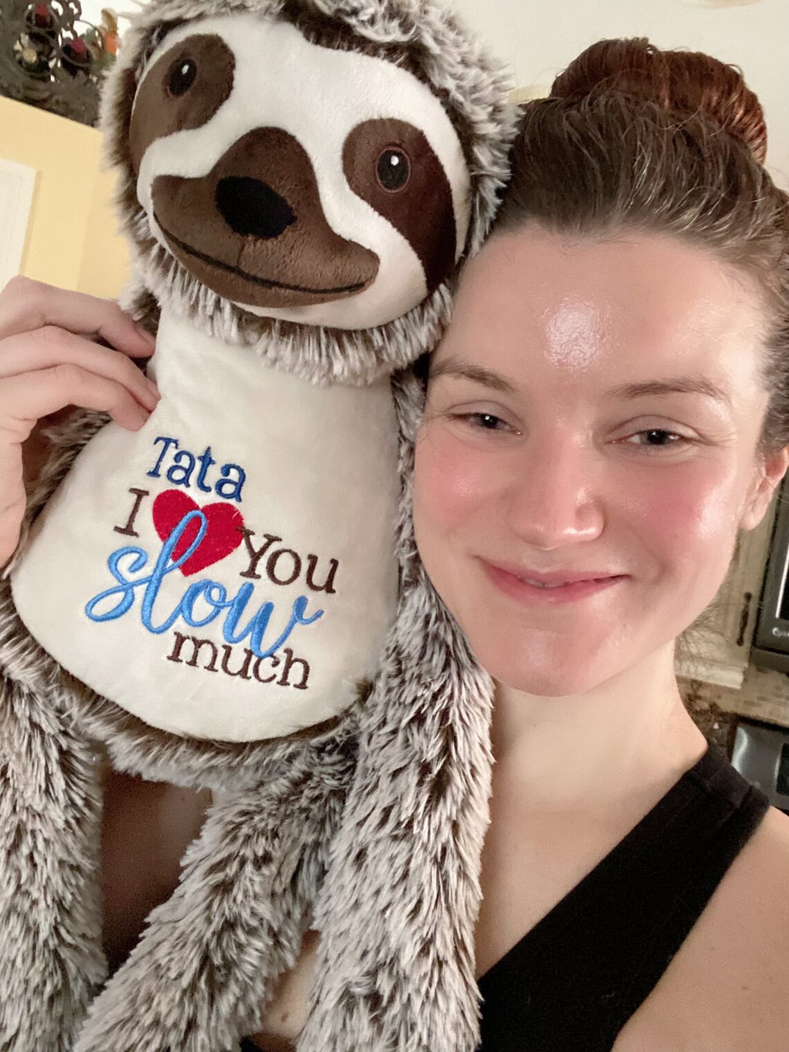 tata sloth with me i love you slow much embroidery
