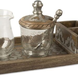 Wood/Metal Cream and Sugar Set